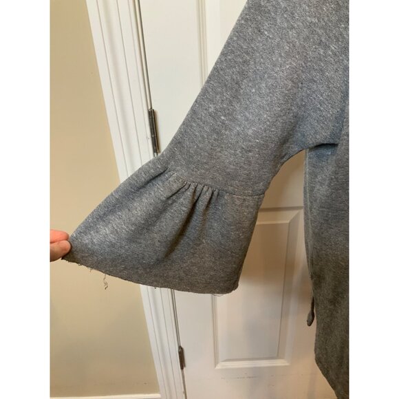 Current/Elliott Gray Heathered Wide Neck Shirt W/ 3/4 Trumpet,  Size 8 | C/E 3 - Picture 4 of 8